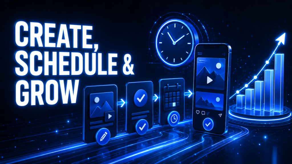 Social Media Calendar workflow for creating scheduling and growing content