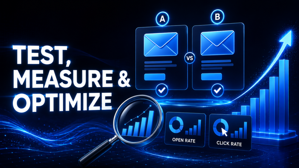 Email Marketing Campaign workflow for testing measuring and optimizing results
