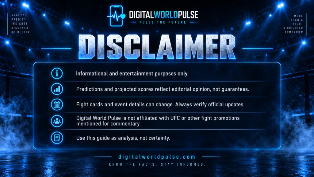 Digital World Pulse UFC Fight Night predictions disclaimer and responsible betting notice