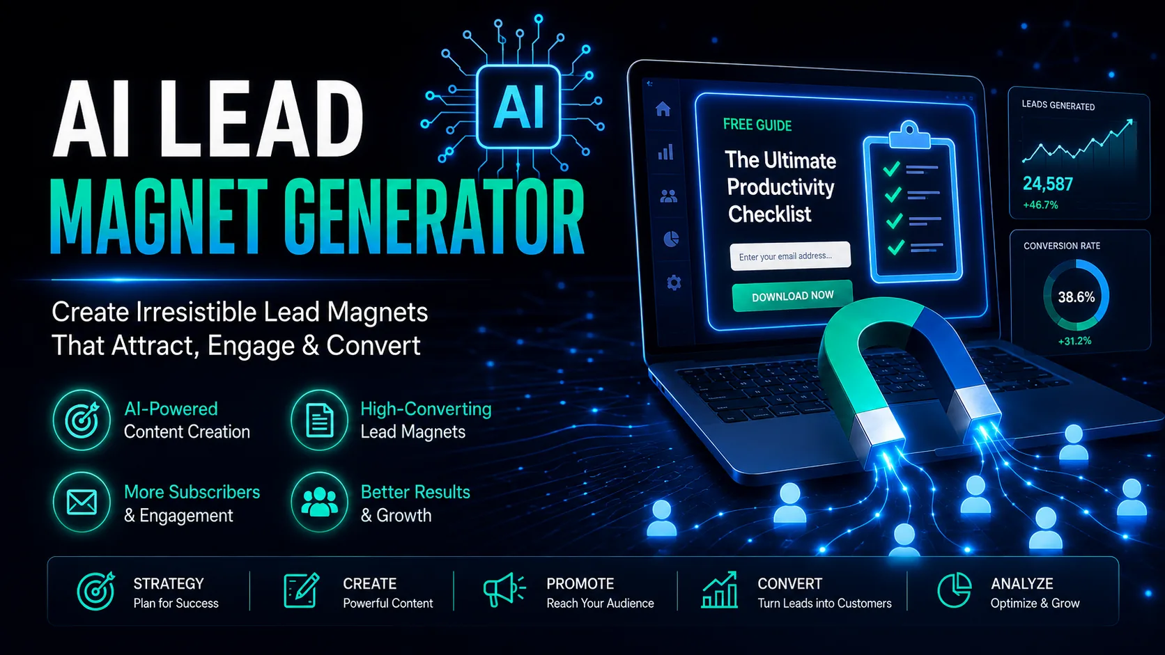 AI Lead Magnet Generator for creating high-converting downloadable resources with AI