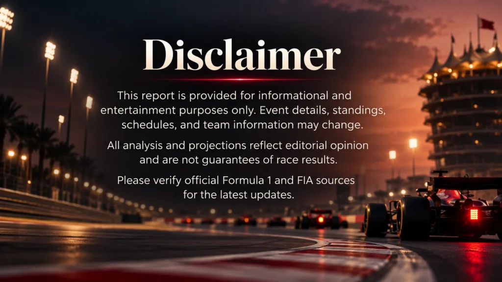 Bahrain GP 2026 discliamer