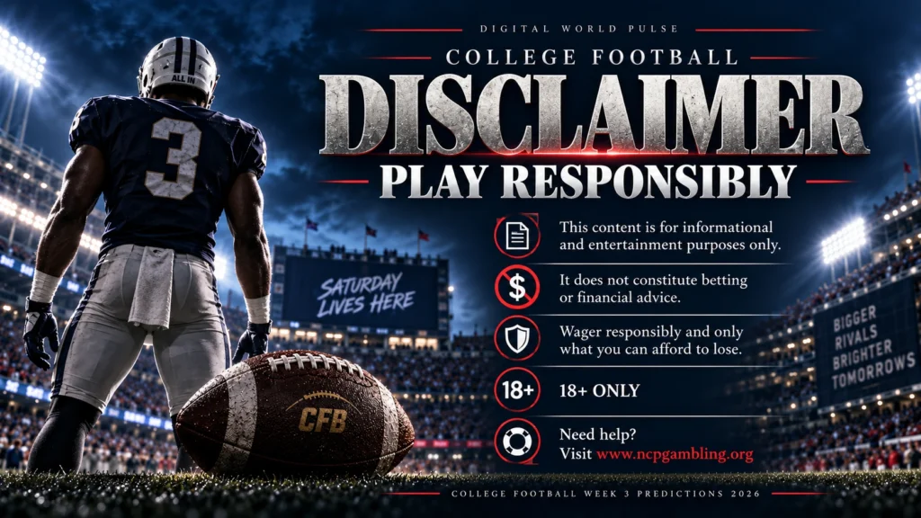 College Football Week 3 Predictions 2026 disclaimer