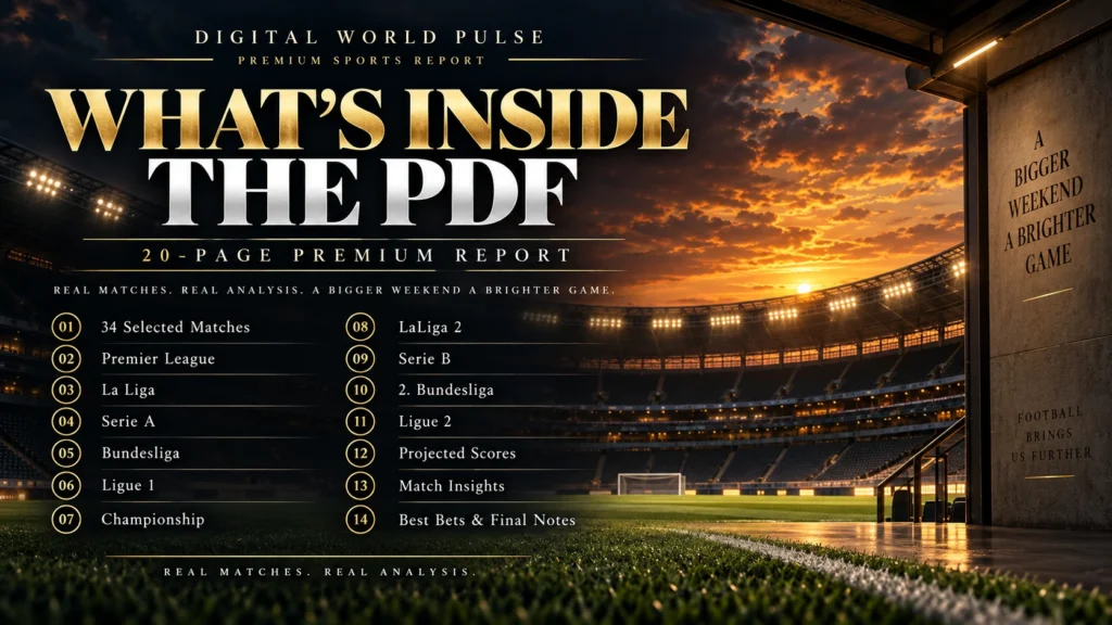 What’s inside the Football Predictions September 19-20 2026 premium PDF with 34 match predictions and analysis.