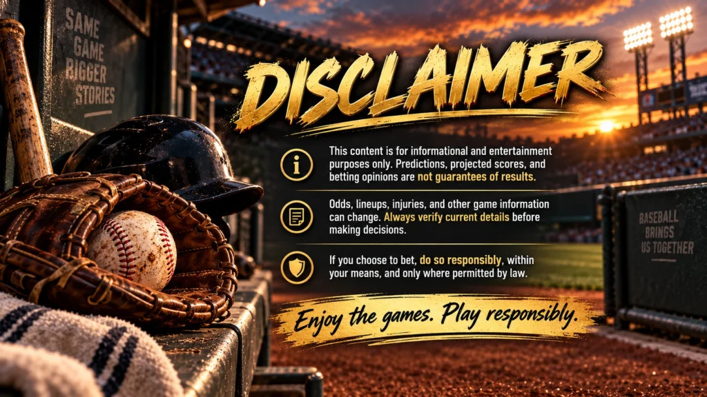 MLB Weekend Predictions 2026 disclaimer for informational purposes and responsible betting