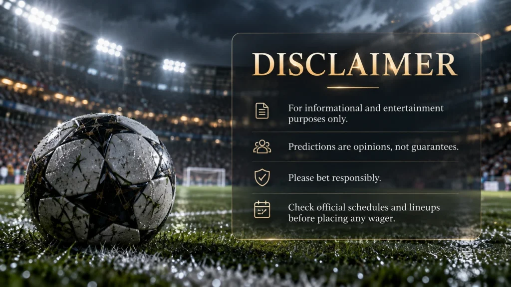 MLS Weekend Predictions 2026 disclaimer for informational purposes and responsible betting