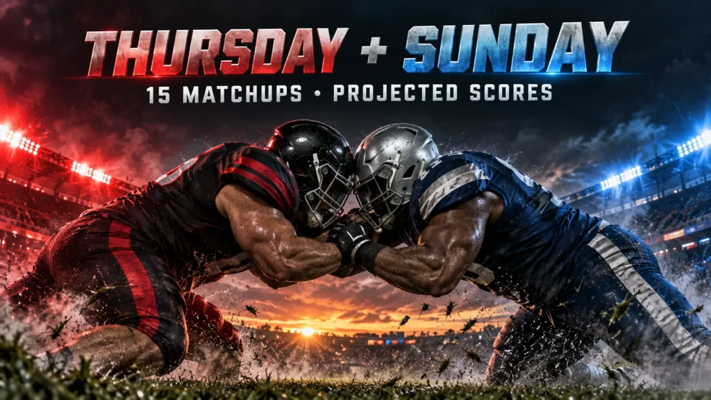 NFL Week 2 Thursday and Sunday matchups with projected scores