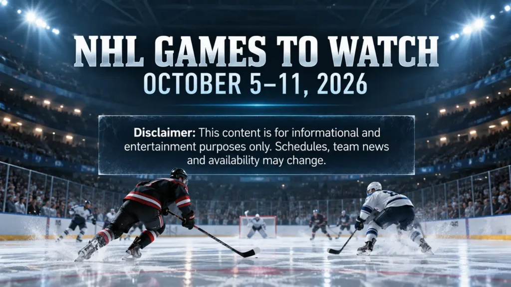 NHL Games to Watch October 5 11 2026 editorial disclaimer for projected scores and game analysis