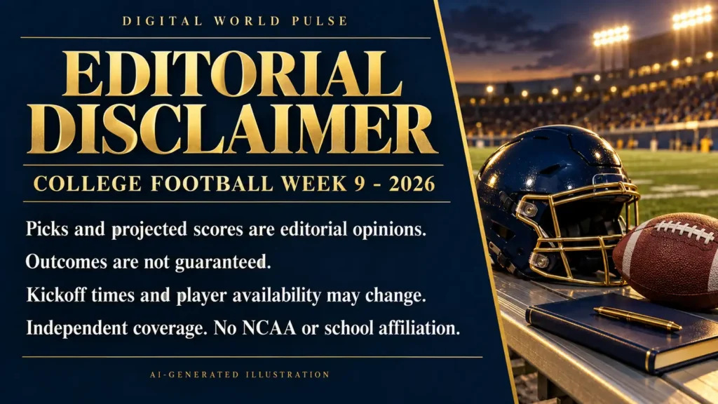 College Football Week 9 2026 editorial picks and projected scores disclaimer