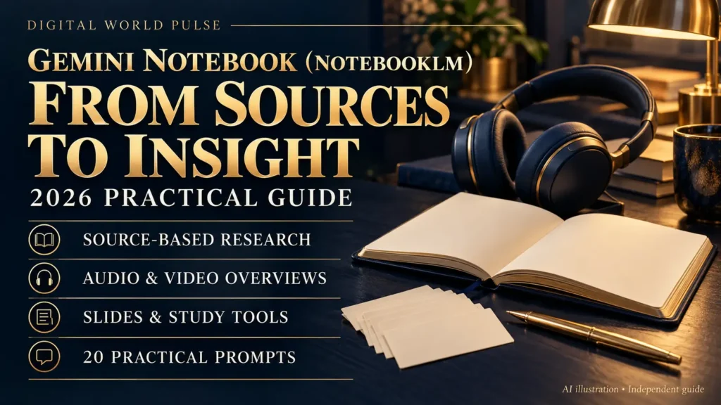 Gemini Notebook 2026 workflow for source-based research, prompts and practical examples