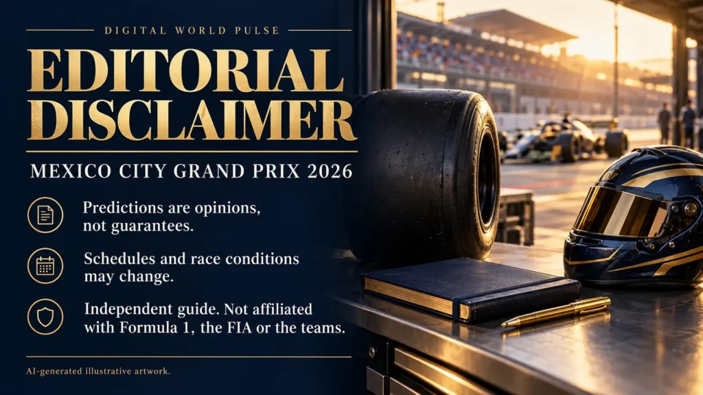 Mexico City Grand Prix 2026 editorial analysis and race predictions disclaimer