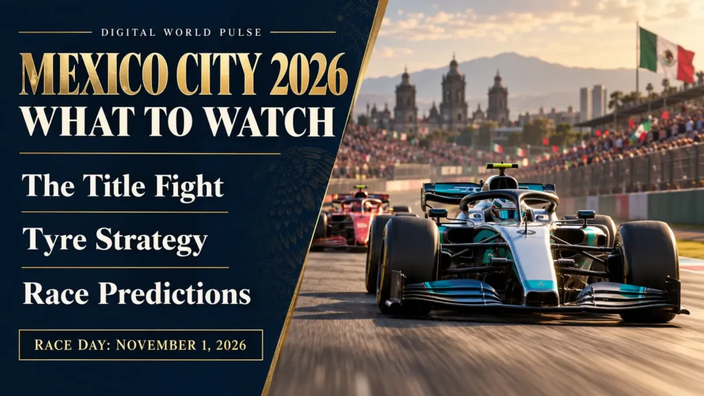 Mexico City Grand Prix 2026 race guide with Formula 1 car on the Mexico City circuit