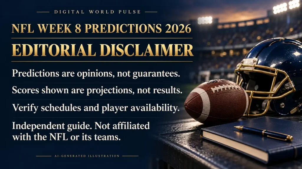 NFL Week 8 2026 editorial picks and projected scores disclaimer