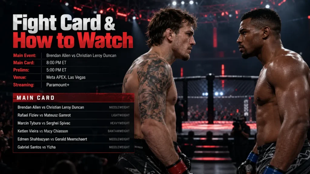 UFC Fight Night Allen vs Duncan fight card and main event